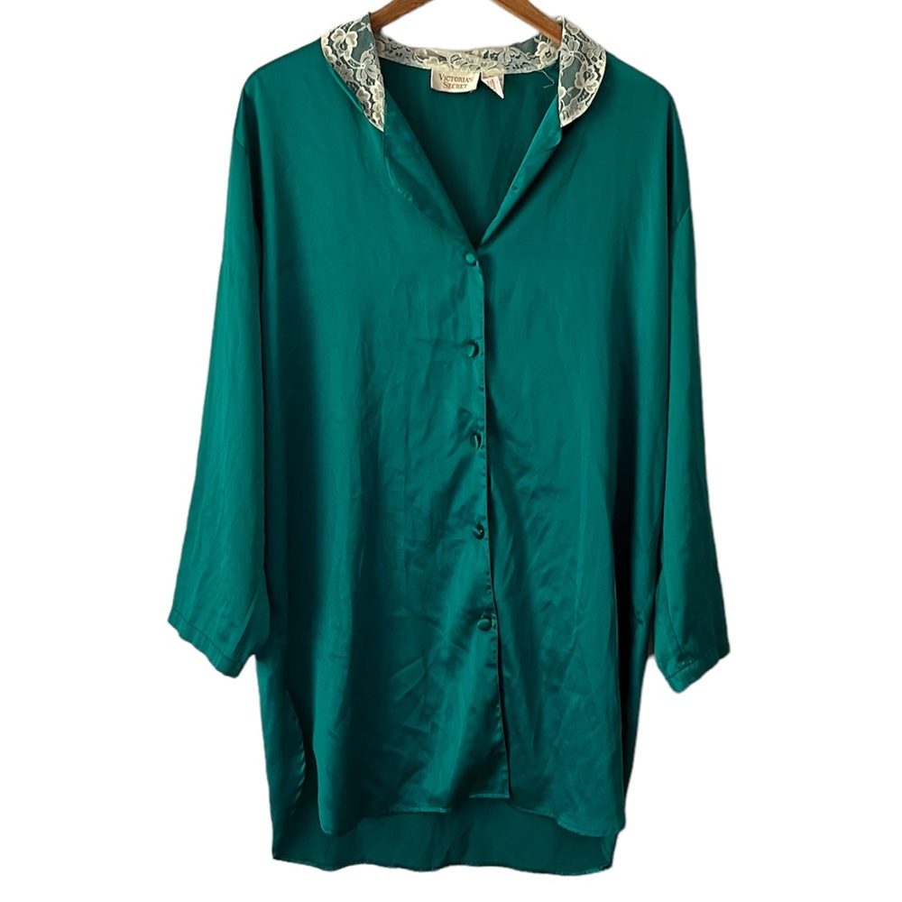 Victoria’s Secret Gold Label Satin Emerald Green Night Gown Size M/L